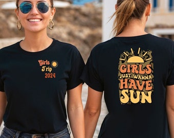 Personalisierbare Girls Trip Shirts, Mädels Trip Shirt, Mädels on Tour Shirt, Mallorca Shirts, Party Shirts für Frauen, Gruppenshirts