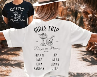 Personalisierbare Girls Trip Shirts, Mädels Trip Shirt, Mädels on Tour Shirt, Mallorca Shirts, Party Shirts für Frauen, Gruppenshirts