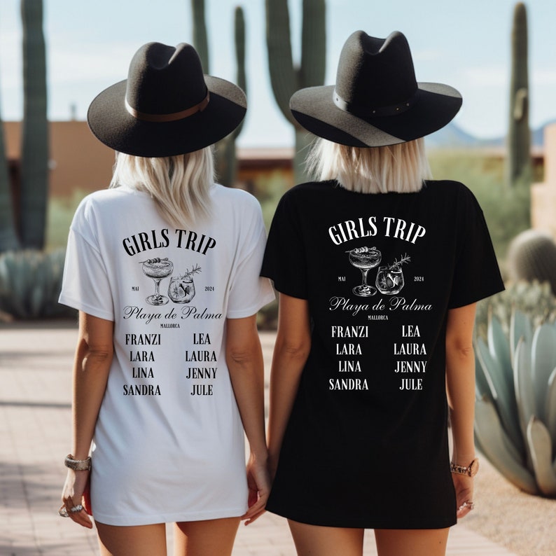 Personalisierbare Girls Trip Shirts, Mädels Trip Shirt, Mädels on Tour Shirt, Mallorca Shirts, Party Shirts für Frauen, Gruppenshirts Bild 5