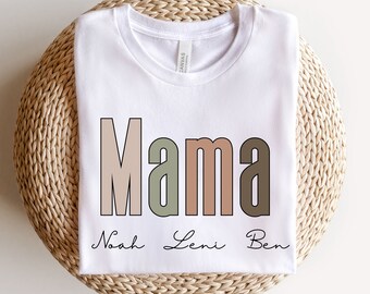 Personalisibares Mama T-Shirt, Mama Shirt, Geschenk für Mama, Geschenk zum Muttertag, Geburtstagsgeschenk für Mama, Süßes Mama T-Shirt