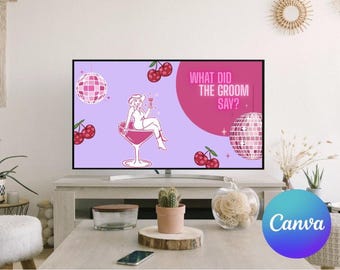Bachelorette Party Game "What Did the Groom Say?" using an editable Canva template