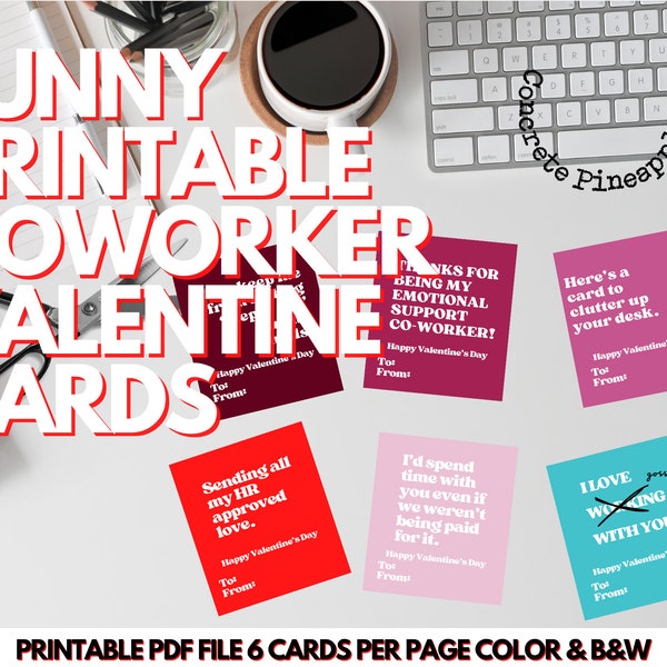 printable co-worker valentine's day cards Color & Black and White Office Humor