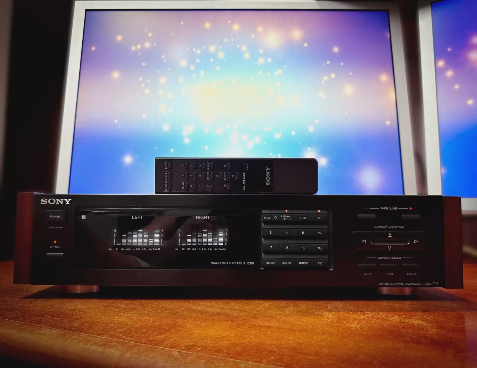 Sony SEQ-711 Rare Vintage Stereo Digital Equalizer Wood Side 