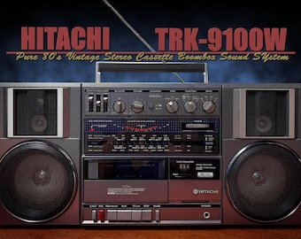 HITACHI TRK-9100W RaRe Vintage Cassette Radio EQ Boombox
