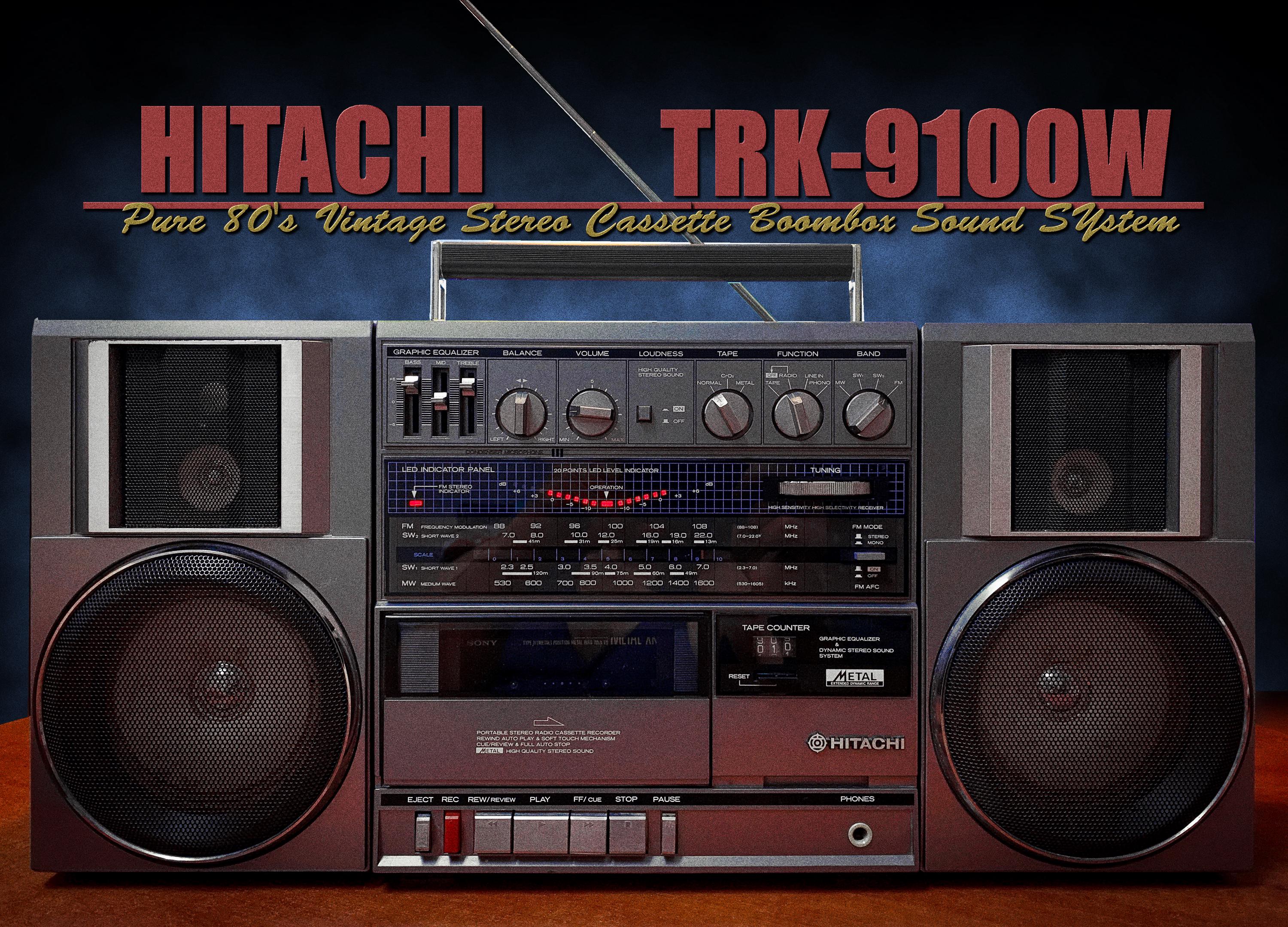 HITACHI TRK-9100W Rare Vintage Cassette Radio EQ Boombox - Etsy