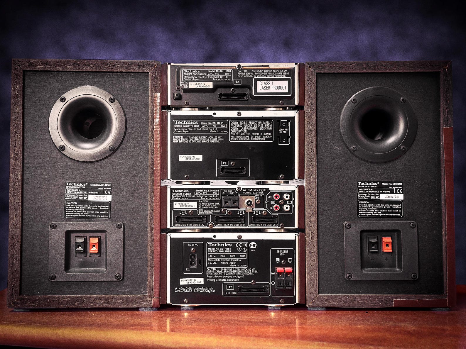 Technics Mini Hifi Tower Vintage Stereo Cassette 5-CD Component System ...
