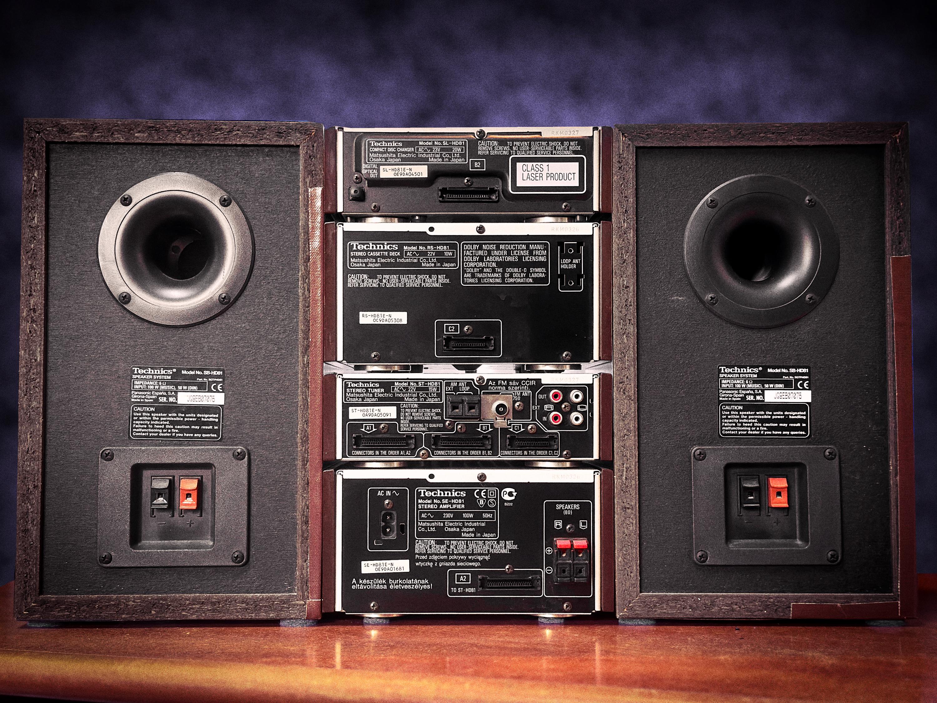 Technics Mini Hifi Tower Vintage Stereo Cassette 5-CD Component System ...