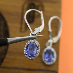 Natural Tanzanite Lever Back Earrings, Beautiful Tanzanite Lever Back Earring. Blessing Gift For Mother Wife Love, Gift For Bridal Wedding