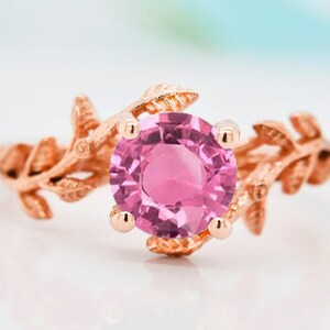 Unique Pink Sapphire Round Shape Ring , Bridal Wedding Ring, Anniversary Gift For Mother Wife Love, 925 Sterling Silver Pink Sapphire Ring.