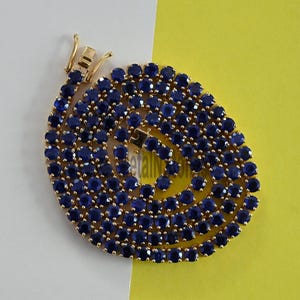 Blue Sapphire Round Tennis Necklace, Handmade Blue Sapphire Tennis Necklace, Anniversary Gift For Mother Wife Love, Natural Blue Sapphire