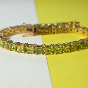 Mooie peridot-tennisarmband, 925 sterlingzilveren peridot-schakelarmband cadeau-idee voor moeder, jubileumcadeau voor moeder vrouw