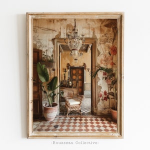Vintage Kolonialhaus, Dschungel Wandkunst, Kubanisch, britischer Empire Kolonialstil, botanisches tropisches Dekor, Retro Architektur Foto Kunstdruck