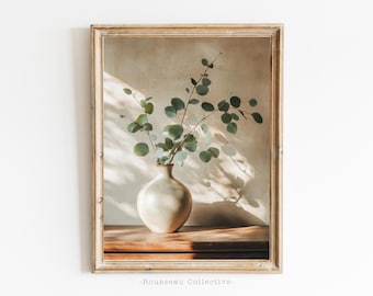 Eucalyptus Vase Art Print: Minimalist Botanical Home Decor