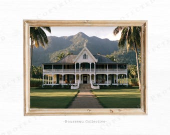 Colonial Plantation House Art Print | Tropical Veranda | Sugar Cane Estate Decor