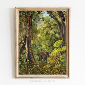 Waldelefant Kunstdruck Poster, majestätische Wildtier-Wanddekoration, Dschungel ästhetisches Kunstwerk, naturinspirierte Illustration, Boho Safari Stil