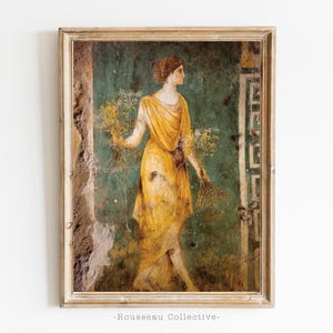 Arte murale della dea greca - Stampa d'arte coloniale vintage, Poster di donna classica, Affresco dell'antica Roma per la decorazione di pareti di gallerie, Arte senza tempo