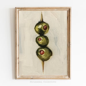 Artistic Vintage Olives Art Print, Rustic Farmhouse Style, Kitchen Decor, Retro Wall Art , French Countryside Artwork, Cocktails Poster