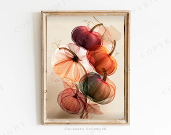 Translucent Halloween Pumpkin Art Print | Modern Fall Botanical | Thanksgiving Wall Decor