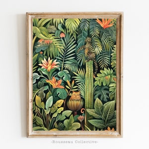 Henri Rousseau Kunstdruck, Tropisches Dekor, Botanischer Dschungel Druck, Exotisches Dschungel Poster, Tiere Wald, Vintage Wandkunst, Katzen Geschenk für Sie