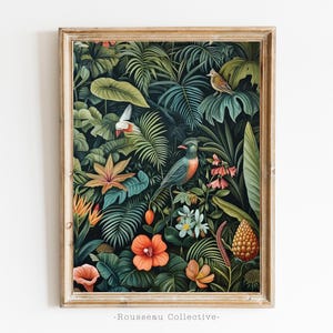 Henri Rousseau Inspired Tropical Jungle Print - Lush Botanical Wall Art - Exotic Rainforest Decor - The White Lotus - Birds Fine Art Poster