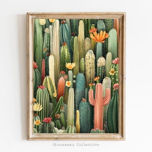 Henri Matisse inspirierte Kunstdruck, Rousseau, Tropisches Dekor, Botanische Dschungel Druck, Tropische Wandkunst, Kakteen Blumenwald