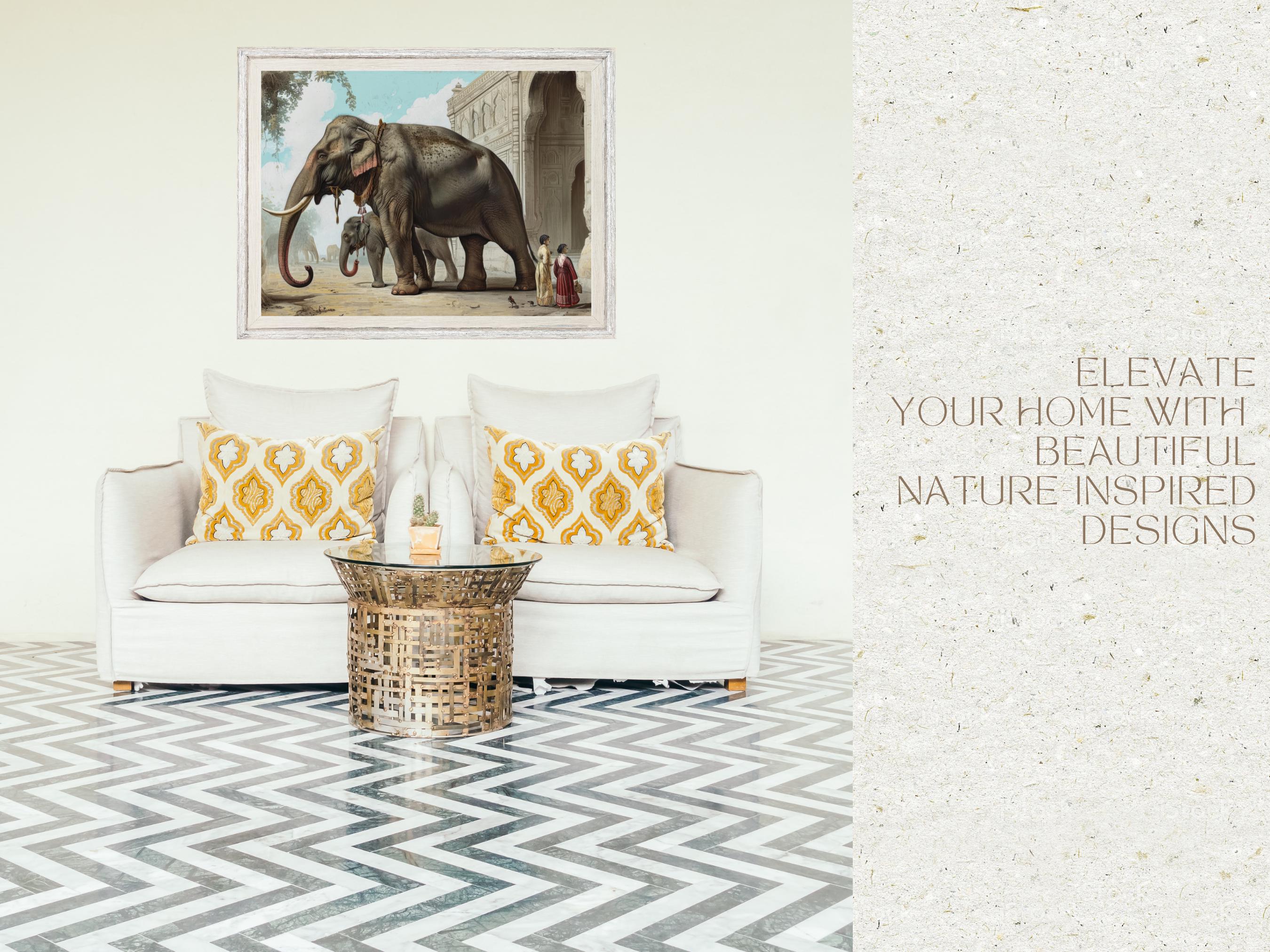 British Raj Vintage Elephant Art Print: Majestic Indian Wildlife ...