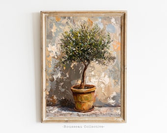 Vintage Olive Tree Art Print, Rustic Farmhouse Botanical Wall Decor