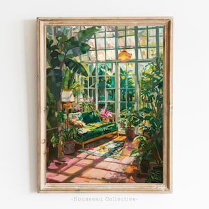 Henri Matisse inspirierte Kunstdruck, Rousseau, Tropisches Dekor, botanische Dschungel-Druck, tropische Wandkunst, Gewächshaus-Blumenkaktus, Weinlese