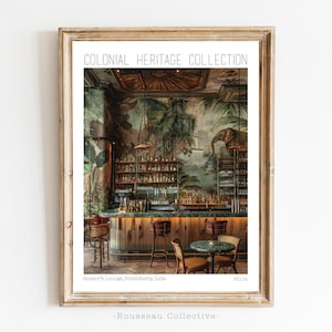 Vintage Kolonialhaus, Dschungel-Wand-Kunst, Reise-Druck, British Empire Kolonialstil, botanisches tropisches Dekor, Architektur-Druck, Boho Art