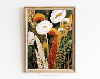 Lámina botánica abstracta: Arte floral tropical terroso, decoración boho para el hogar Kusama