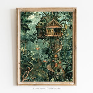 Henri Rousseau Kunstdruck, Rousseau Poster, Tropisches Dekor, Botanischer Dschungel Druck, Baumhaus Poster, Vintage Wandkunst