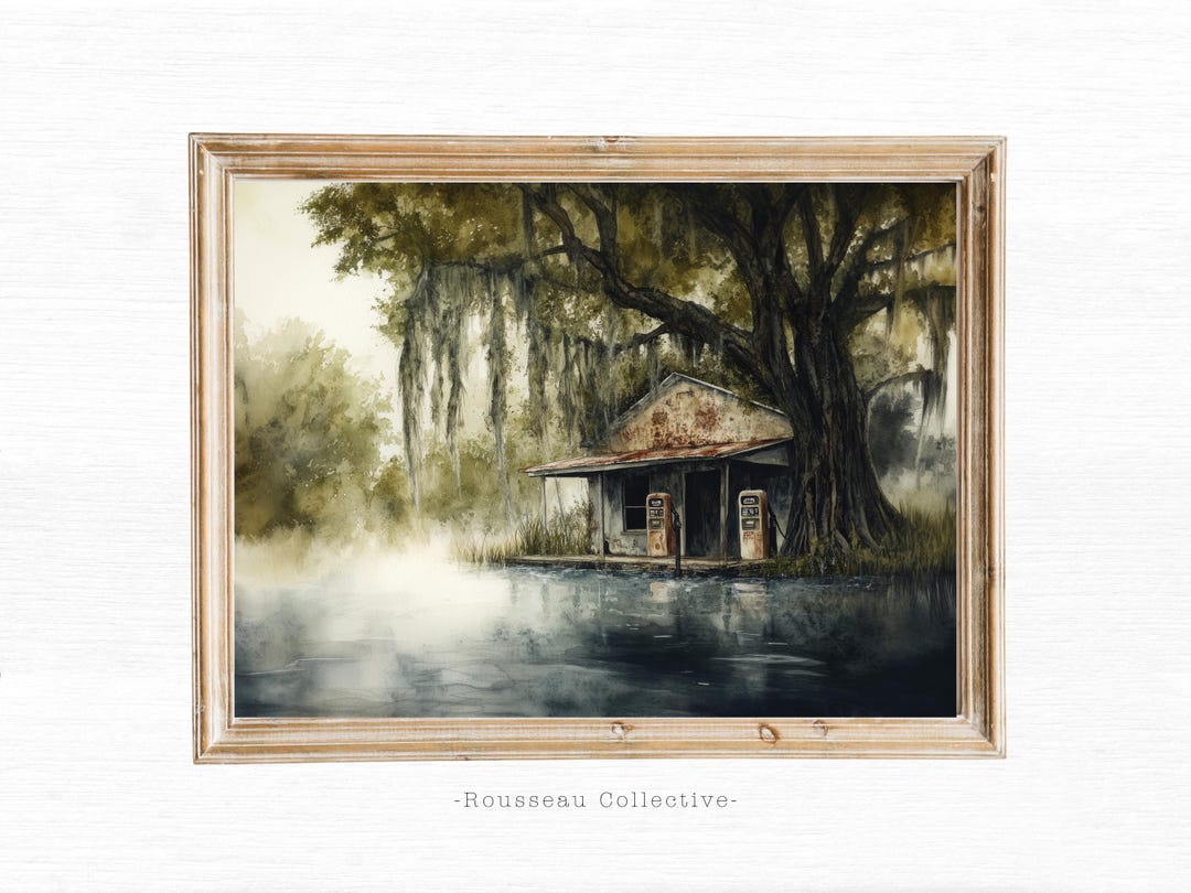 Rustic Bayou Watercolor Art Print - Southern Gothic Home Decor - Etsy