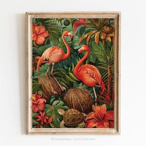 Henri Rousseau Wall Art - Decorazione giungla tropicale, carta da parati, stampa, poster, botanica, poster vintage fenicottero, arte di uccelli e animali, arte vegetale