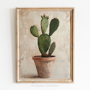 Stampa artistica di cactus rustico / Decorazione murale boho del deserto / Arte succulenta del sud-ovest / Decorazione botanica minimalista per la casa / Regalo per gli amanti dei cactus per lei