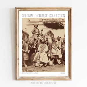 Impression d'art patrimoine colonial - procession d'éléphants vintage, décoration coloniale royale, art photographique, art mural vintage, élégance intemporelle