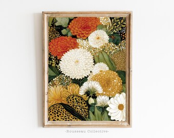 Lámina botánica abstracta: Arte floral tropical terroso, decoración boho para el hogar Kusama