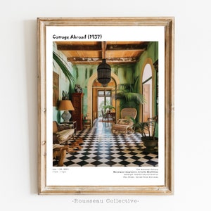 Vintage Kolonialhaus, Dschungel-Wand-Kunst, Kunstdruck, britischer Empire-Kolonialstil, botanisches tropisches Dekor, Architekturdruck, Boho Art