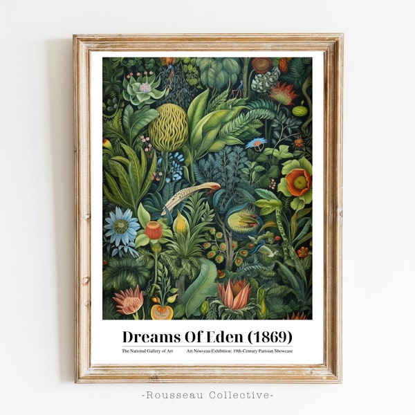 Henri Rousseau Print, Rousseau Poster, Tropical Decor, Botanical Print, Jungle Print, Exhibition Poster, Animals Forest, Vintage Wall Art