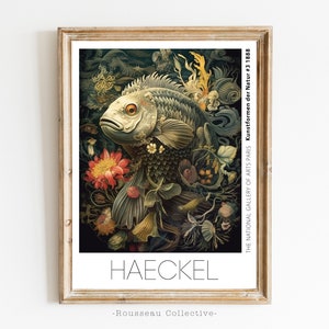 Haeckel Inspired Marine Life Art Print | Vintage Ocean Botanical Illustration | Nature-Inspired Wall Decor | Unique Scientific Art, Boho