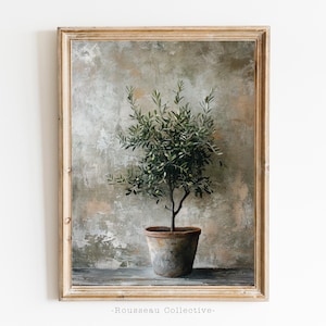 Vintage Olivenbaum Kunstdruck – Rustikale, mediterrane Bauernhaus Dekoration, ästhetisches Stillleben, neutraler Wanddruck