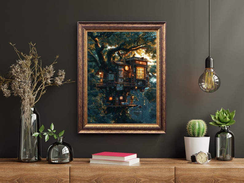 Treehouse Print Whimsical Treehouse Illustration Art Print, Jungle Book Style, Kids ...