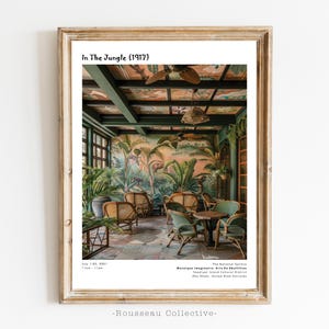Vintage Kolonialhaus, Dschungel-Wandkunst, Tropische Bar, britischer Empire-Kolonialstil, botanisches tropisches Dekor, Architektur, Boho-Kunstdruck