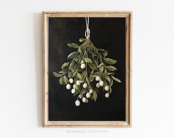 Lámina de muérdago: elegante decoración botánica para la pared