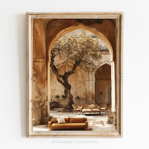 Vintage Landhaus aus der Kolonialzeit, Dschungel Fotoart Print, British Empire Kolonialstil, Tropisches Dekor, Architektur Print, Boho Kunst Finca, Olivenbaum