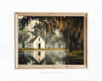 Deep South Bayou Swamp PhotoArt Print: Dark Moody Landscape Wall Decor