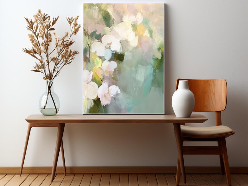 Abstract Floral Aesthetic Art Print, Soft Pastel Wall Decor, Minimalist