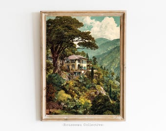 Tropical Colonial House Art Print: India Hill Station, Rainforest Decor