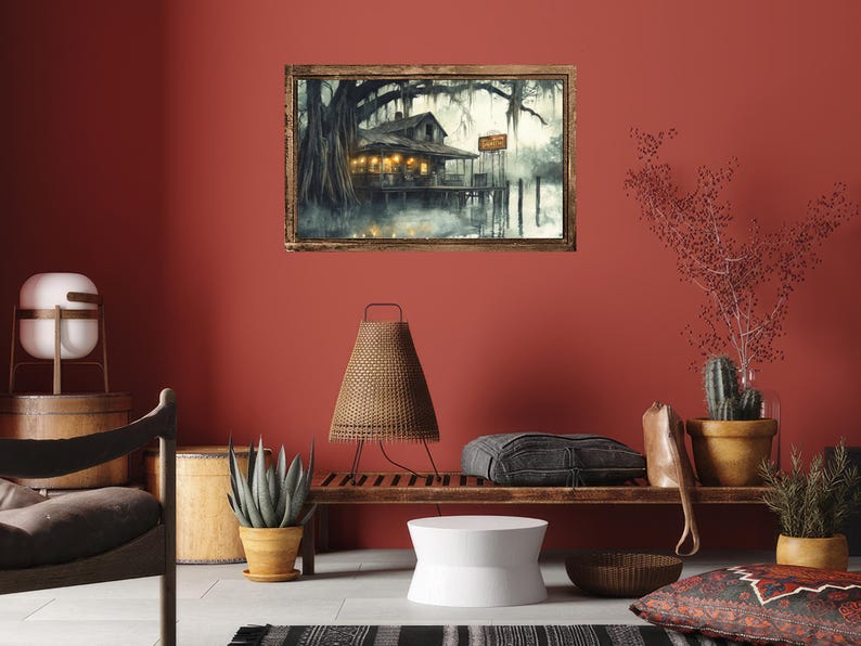 Rustic Bayou Watercolor Art Print: Southern Gothic Home Decor - Etsy