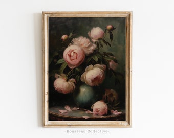 Vintage Peony Flower Art Print | Elegant Floral Wall Decor