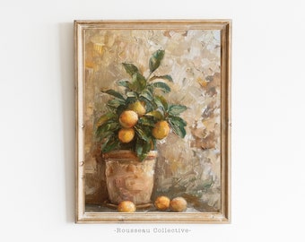 Vintage Orange Tree Art Print | Rustic Mediterranean Still Life